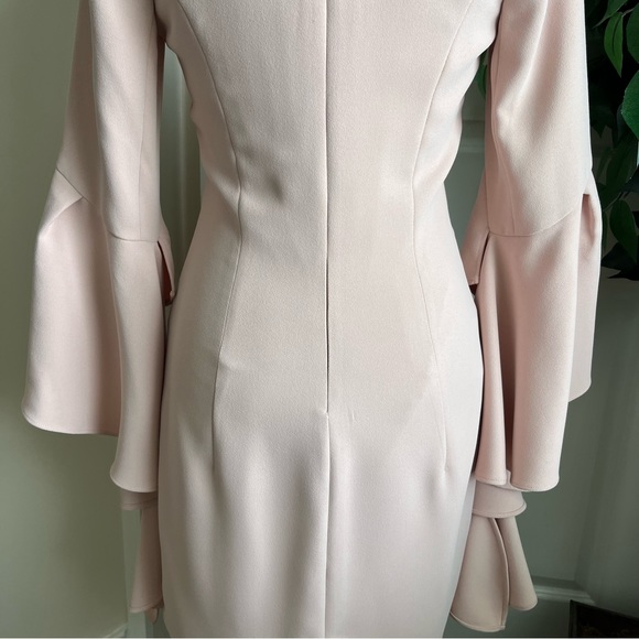 Halston Heritage V-Neck Flounce Sleeve Mini Cocktail Dress Pink Sz 0 - Picture 14 of 16